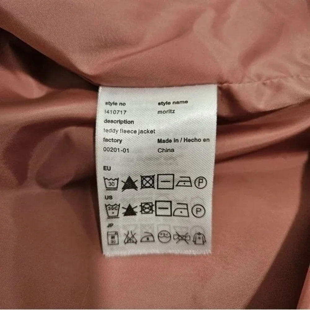 WESC Moritz Teddy Fleece Unisex Jacket Mens XL Ivory Colorblock Zip Up Warm‎